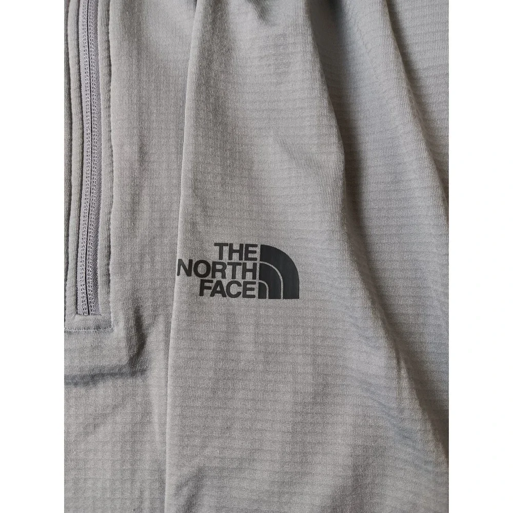 The North Face Mens Grey Quarter Zip Grid Fleece Pullover Sage Logo LG